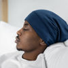 Picture of OLESILK Mulberry Silk Bonnet for Men, Mens Bonnet for Curly Hair, 100% Real Silk Hair Bonnet for Sleeping, Night Cap for Frizzy Hair, Royalblue