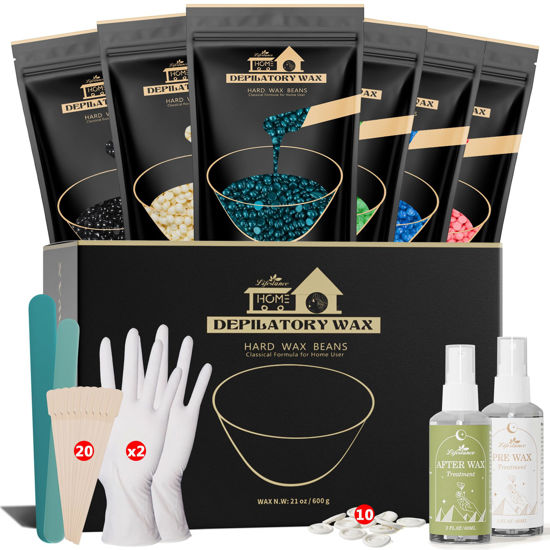 Picture of Lifestance Wax Beads Set, 6 Kinds of Waxing Beads, Hard Wax Beans with 44 Items, Perfect for Any Wax Warmers, Wax Beads for Hair Removal for Full Body Bikini Armpit Underarm Eyebrow Face Leg