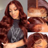 Picture of SPOU Reddish Brown 13x6 Lace Front Wigs Human Hair 180% Density Body Wave 350# Colored Glueless Wigs Human Hair 12a HD Transparent Lace Front Wigs Pre Plucked with Baby Hair for Women 22 Inch