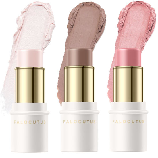 Picture of FALOCUTUS 3 Pcs FAIR-COOL Contour Stick Set,Cream Blush & Highlighter Bronzer Pen,Long Lasting & Smooth Natural Face Contouring Illuminator,Professional Makeup Kit for All Skin