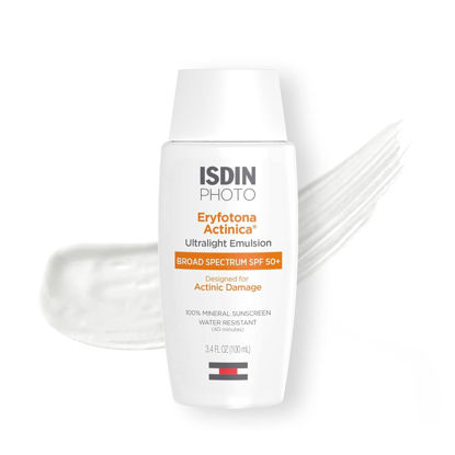 Picture of ISDIN Eryfotona Actinica Zinc Oxide and 100% Mineral Sunscreen Broad Spectrum SPF 50+, No White Cast, Suitable for Sensitive Skin, 3.4 Fl Oz