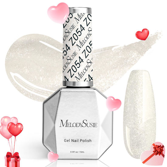Picture of MelodySusie White Glitter Gel Nail Polish,0.5fl oz Soak Off UV LED Pure White Sparkle Glitter Gel Polish Gift for Women Nail Art Manicure Salon DIY Nail Design Decoration at Home-z054