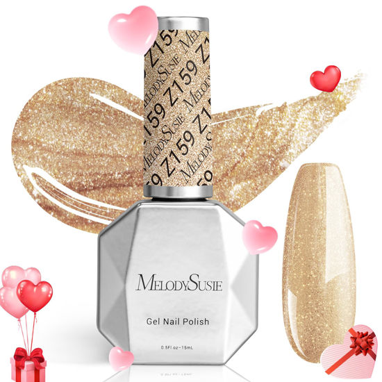 Picture of MelodySusie Sparkle Gel Nail Polish,0.5fl oz Nails Soak Off UV LED Champagne Glitter Gel Polish Gift for Women Nail Art Manicure Salon DIY Nail Design Decoration at Home-z159