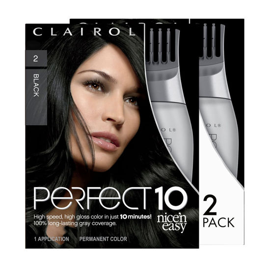 Picture of Clairol Nice‘n Easy Perfect 10 Permanent Hair Dye, 2 Black Hair Color, Pack of 2