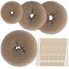 Picture of Teenitor Hair Bun Shaper Set, 4Pcs Hair Donut Bun Maker(Extra-large, Large, Medium, Small) with 20 pcs Large Bobby Pins, Tan Brown