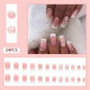 Picture of 24Pcs French Tip press on Nails,Acrylic Press on Nails medium Fake/False Nails With Rhinestone Flower Press ons Designs White French Tip Artificial Nails Stick on Nails For Women Girls