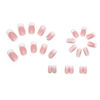 Picture of 24Pcs French Tip press on Nails,Acrylic Press on Nails medium Fake/False Nails With Rhinestone Flower Press ons Designs White French Tip Artificial Nails Stick on Nails For Women Girls