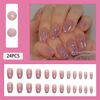 Picture of WAFOLOZE Short Press on Nails Coffin Fake Nails, Nails Press ons Flash Powder Purple Sequins Glue on Nails Short Glossy Acrylic Artificial Nails Stick on Nails for Women 24Pcs
