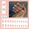 Picture of 24Pcs Acrylic Press on Nails medium Glossy Ombre Nued Fake/False Nails With Designs White French Tip Nails Artificial Nails Stick on Nails For Women Girls