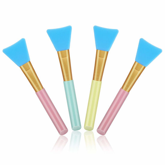 Picture of Cuttte 4pcs Silicone Face Mask Brushes, Flexible Facial Mud Mask Applicator Brush, Hairless Moisturizers Applicator Tools, Soft Face Mask Applicator for Mud, Clay, Charcoal Mixed Mask
