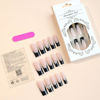 Picture of WAFOLOZE Bling Nails Press ons, Extra Long Press on Nails Fake/False Nails with Butterfly Nail Charms Designs Black French Tip Acrylic Artificial Nails Glossy Stick on Nails for Women