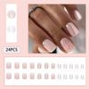 Picture of WAFOLOZE Short Square Press on Nails Fake Nails, Nails Press ons Chrome Glue on Nails Short Glossy Acrylic Artificial Nails Stick on Nails for Women 24Pcs