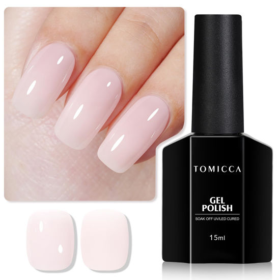 Picture of TOMICCA Gel Nail Polish, Jelly Milky Pink Gel Polish, Light Pink Nail Polish Quick Dry, UV Clear Pink Gel Polish Colors Long Lasting Nail Art Manicure Home DIY