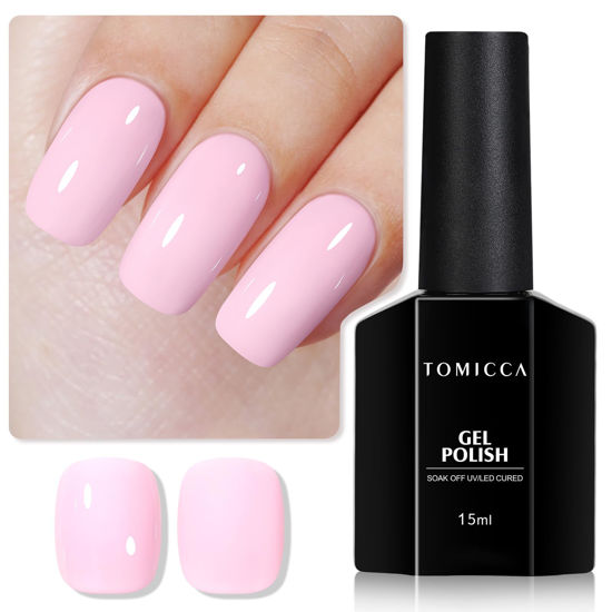 Picture of TOMICCA Gel Nail Polish, Baby Pink Nail Polish Gel, UV Light Pink Gel Polish, Cotton Candy Pink Nail Art Pastel Manicure Salon DIY for Spring Summer