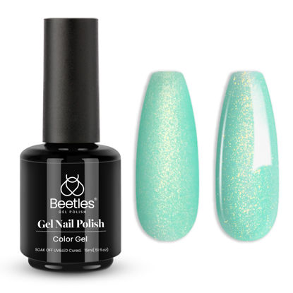 Picture of Beetles Mint Green Gel Polish 1 Pcs 15ml Glitter Green Gel Nail Polish Mermaid Turquoise Shimmer Green UV Gel Nail Polish Soak Off UV LED Summer Nail Art Design DIY Home