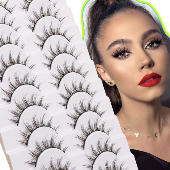 Picture of Lashes-Manga Eyelashes Anime Lashes Spiky Lashes Faux Mink Wispy Lashes Natural Look Fairy Eye Lash Look Like Asian False Eyelashes Pack