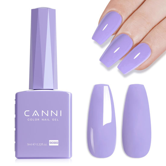 Picture of CANNI Purple Gel Polish, 1Pcs Gel Polish Purple Color Pale Violet Nail Polish Gel High Gloss Soak Off U V Gel Nail French Nail Manicure Salon DIY