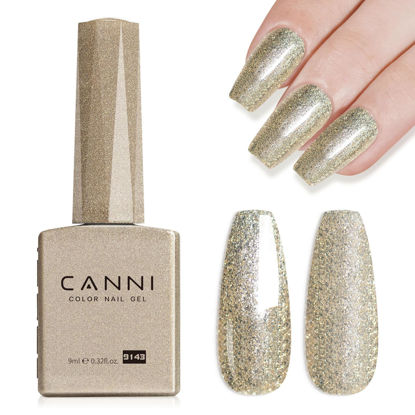 Picture of CANNI Gold Gliter Gel Polish, 1Pcs Gel Polish Champagne Gold Color Gel Polish Nail High Gloss Soak Off U V Gel Nail French Nail Manicure Salon DIY