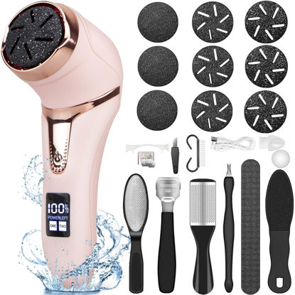 Picture of Electric Callus Remover for Feet (with Dander Vacuum Cleaner), Rechargeable Foot Callus Remover Pedicure Tools Foot File, Professional Foot Care Kit Deadskin Remover with 9Heads&2Speed,LCD Display