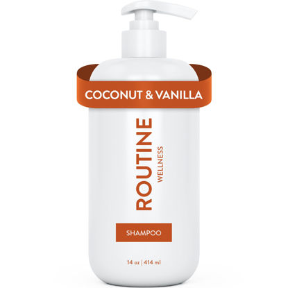Picture of Routine Wellness Shampoo for Stronger Hair - Vegan, Clinically Tested Biotin Shampoo with Nourishing Oils and Vitamins - Coconut & Vanilla - 14oz