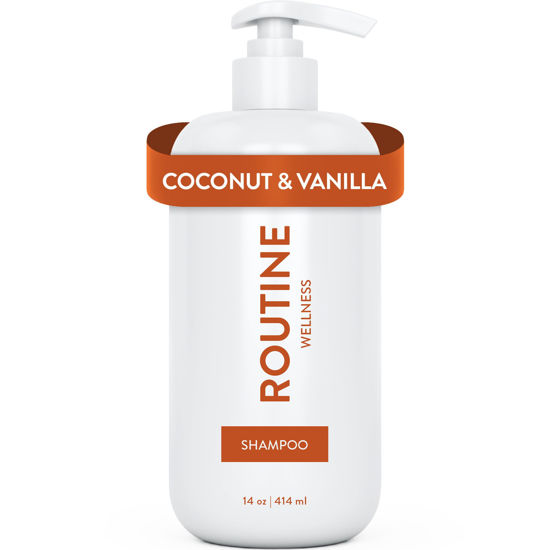 Picture of Routine Wellness Shampoo for Stronger Hair - Vegan, Clinically Tested Biotin Shampoo with Nourishing Oils and Vitamins - Coconut & Vanilla - 14oz