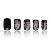 Picture of Curvlife Press on Nails Acrylic Fake Nails with Design Full Cover False Nails for Women Reusable Nail Kit with Nail Glue Adhesive Tabs Nail File (Black texture, 30pcs)