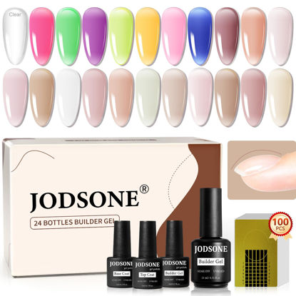 Picture of JODSONE Builder Color Gel Top Coat Base Coat Extension Gel 22 Pcs Kit Long Lasting High Gloss Gift For Women