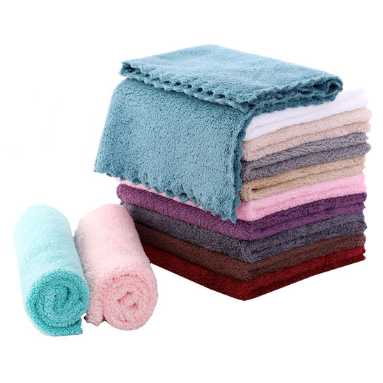 Picture of Microfiber Facial Cloths Fast Drying Washcloth 12 pack - Premium Soft Makeup Remover Cloths - Multicolored