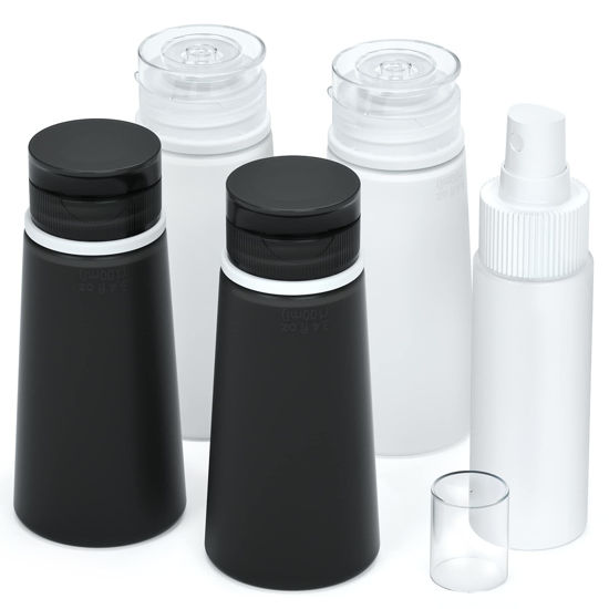 Picture of Valourgo Leak Proof Travel Size Bottles, TSA Approved Portable Silicone Containers Plastic Spray Bottle for Travel Size Toiletries Refillable Travel Accessories Handy 5 Pieces Travel Kit (3.4 fl. oz)