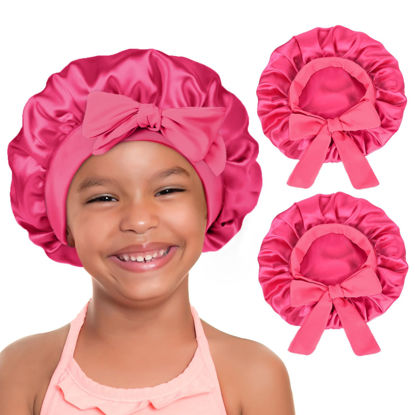 Picture of YANIBEST 2 PCS Baby Bonnet Silk Bonnet for Kids Sleeping Cap Curly Natural Hair Silk Bonnets for Girls Boys Infant