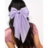 Picture of Velscrun Hair Bows for Women Girls 3Pcs White Pink Purple Silky Satin Large Bows Hair Clip Oversized Hair Ribbons Long Tail Big Bows Hair Accessories