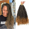 Picture of LMZIM 12 Inch Goddess Box Braids Crochet Hair Bohomian Crochet Box Braids Curly Ends 8 Pack 3X Crochet Braids Synthetic Braiding Hair Extension (12inch(pack of 8), T1B/27）