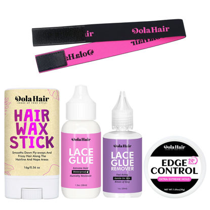 Picture of Dolahair Lace Wig Glue Kit Lace Front Glue Kit for Wigs Waterproof Wig Glue Strong Hold Wig Glue Kit Wig Install Kit Wig Installation Kit Lace Front Kit Hair Replacement Adhesive Invisible Bonding