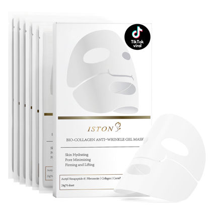 Picture of ISTON 6 Pack Bio-Collagen Real Deep Anti Wrinkle Lifting Mask,Overynight Hydrating Face Mask for All Skin Types -Pore Minimizing,Elasticity Enhancing,Firming,Moisturizing
