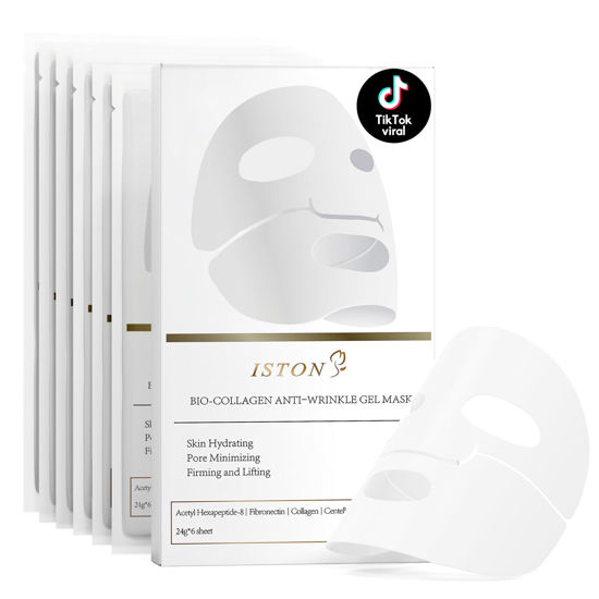 Picture of ISTON 6 Pack Bio-Collagen Real Deep Anti Wrinkle Lifting Mask,Overynight Hydrating Face Mask for All Skin Types -Pore Minimizing,Elasticity Enhancing,Firming,Moisturizing