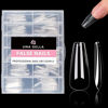 Picture of UNA GELLA Long Coffin Nail Tips, 216pcs Clear Long Coffin Gel x Nail Tips False Fake Press on Nails Tips Full Cover Acrylic Nails Coffin Shaped For Nail Extension DIY Salon Soft Gel Tips 12 Sizes