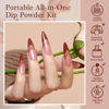 Picture of AZUREBEAUTY Dip Powder Nail Kit Starter, 4 Colors Skin Nude Brown Glitter, Acrylic Dipping Powder Liquid Set with Base/Top Coat Activator for Daily French Nail Art Manicure DIY Gift 12 Pcs