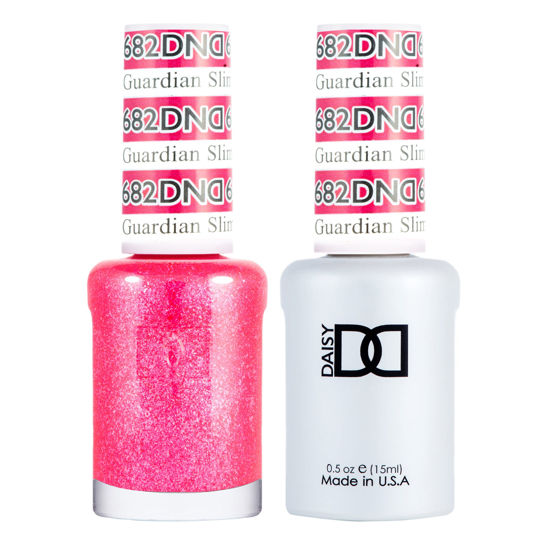 Picture of DND Gel Polish Set, Pink Collection, UV/LED Gel Polish and Air Dry Nail Lacquer, Matching Chip-Free Polish Duo, 682 Guardian Slimmer, 0.5 Fl Oz