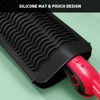 Picture of ZAXOP 2 Pack Heat Resistant Silicone Mat Pouch for Flat Iron, Curling Iron,Hair Straightener,Hair Curling Wands,Hot Hair Tools (Black&Black)