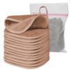 Picture of Natwag Makeup Remover Cloth, 6" x 6" Make Up Towels Reusable Face Cloth for Washing Face, Makeup Remover Pads Microfiber Face Washcloth with Mesh Bag, Just Water, 12 Pack, Light Brown
