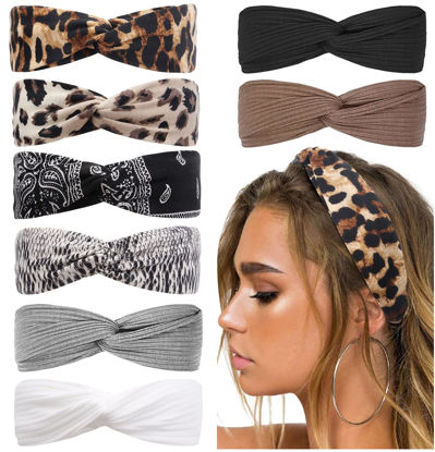 Picture of Huachi 8Pcs Boho Style Hairband for Women Fashion Twist Headbands for Hair Soft Elastic Hair Bands for Teen Girls Cute Hair Accessories
