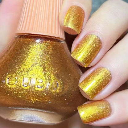Picture of COSMOO 12ml Gold Nail Polish, Golden Quick Dry Nail Lacquer for Nail Art Varnish, 0.41 fl oz