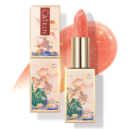 Picture of CATKIN Tinted Lip Balm Glitter Lip Stain Ultra Hydrating Lip Moistrurizer Chapstick with Vitamin E Nourishing For Cracked & Dry Lips 0.12 oz C11 Fairy - Coral Pink