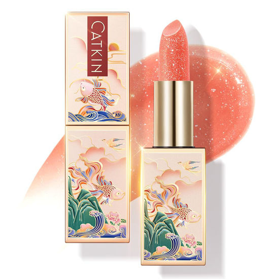 Picture of CATKIN Tinted Lip Balm Glitter Lip Stain Ultra Hydrating Lip Moistrurizer Chapstick with Vitamin E Nourishing For Cracked & Dry Lips 0.12 oz C11 Fairy - Coral Pink