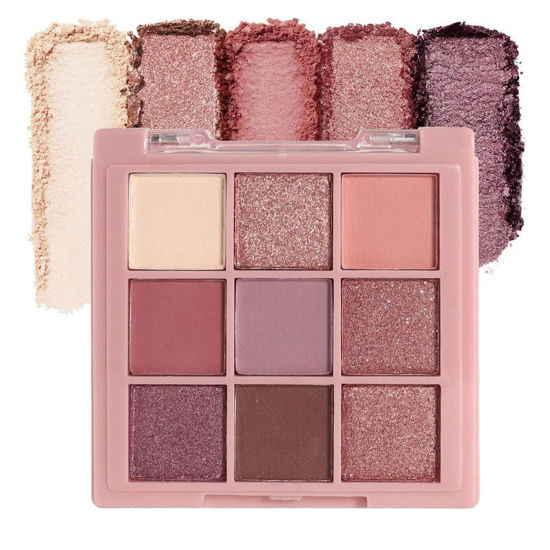 Picture of CAKAILA 9 Colors Colorful Eyeshadow Palette Makeup,Rose Gold Brown Purple Nude Matte Shimmer Neutral Eye Shadow Powder Palette,Highly Pigmented Naturing-Looking Long Lasting Waterproof