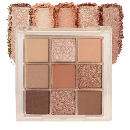 Picture of CAKAILA 9 Colors Colorful Eyeshadow Palette Makeup,Rose Gold Brown Nude Matte Shimmer Neutral Eye Shadow Powder Palette,Highly Pigmented Naturing-Looking Long Lasting Waterproof