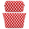 Picture of SOIDRAM 2 Pcs Checkered Makeup Bag Large Cosmetic Bag Toiletry Bag Makeup Pouch Travel Bag Organizer Cute Makeup Brushes Aesthetic Accessories Storage Bag for Women Red