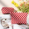 Picture of SOIDRAM 2 Pcs Checkered Makeup Bag Large Cosmetic Bag Toiletry Bag Makeup Pouch Travel Bag Organizer Cute Makeup Brushes Aesthetic Accessories Storage Bag for Women Red