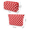 Picture of SOIDRAM 2 Pcs Checkered Makeup Bag Large Cosmetic Bag Toiletry Bag Makeup Pouch Travel Bag Organizer Cute Makeup Brushes Aesthetic Accessories Storage Bag for Women Red