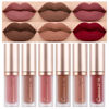 Picture of evpct 6Pcs Dark Light Nude Brown Matte Matt Liquid Lipstick Lip Gloss Glossy Set for Black Women, 24 Hour Brown Mauve Red Maroon Silky Velvet Lipstick Lip Liner set labiales matte larga duracion 24